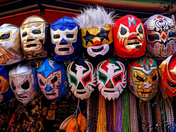 Mexican wrestling masks in Olvera Street Los Angeles